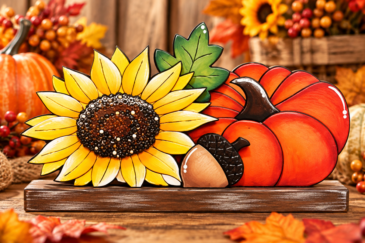 🌻 Little Sunflower & Pumpkin Shelf Sitter Wood Blank