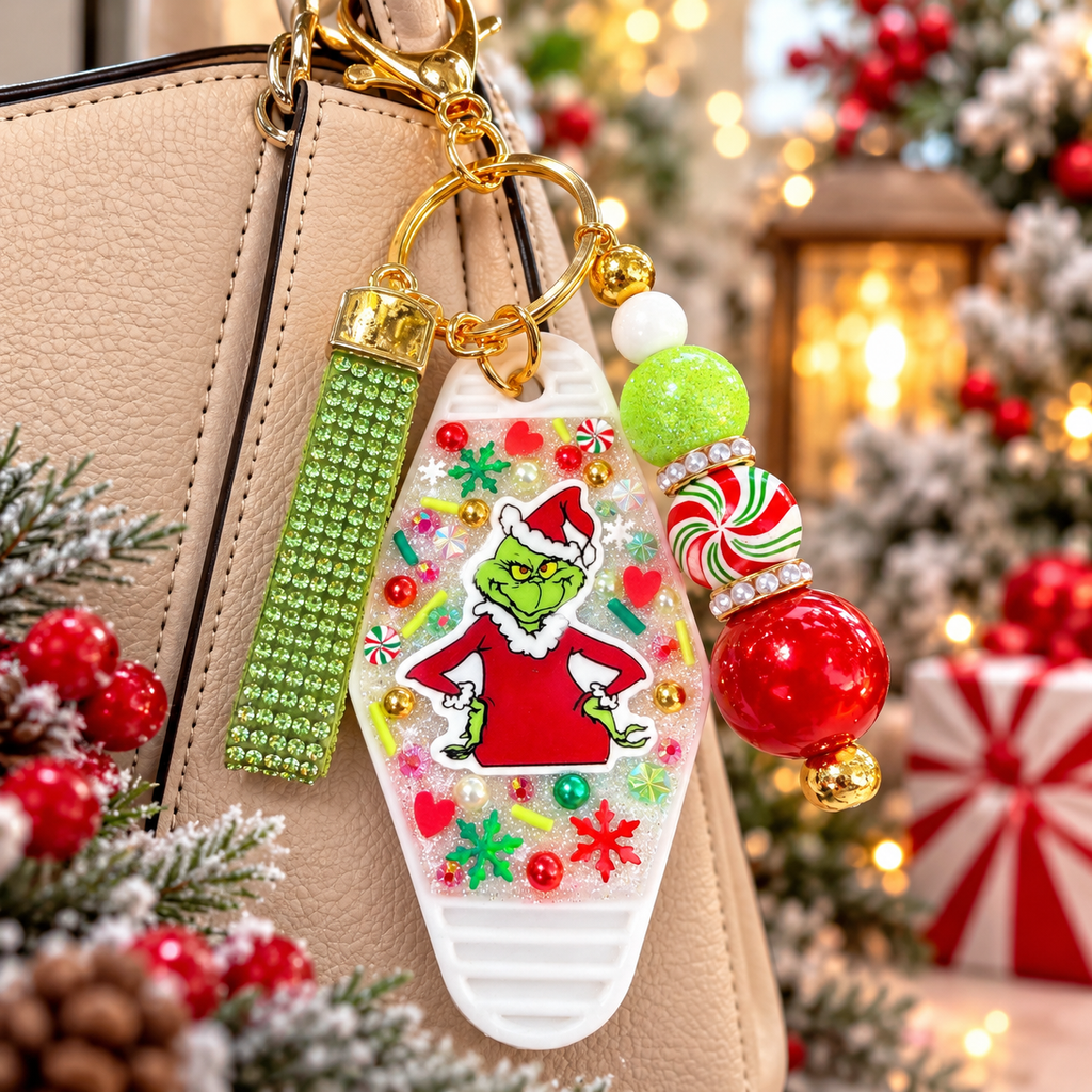 Mean One Hotel Keychain | Christmas Bag Charm 💚🎄
