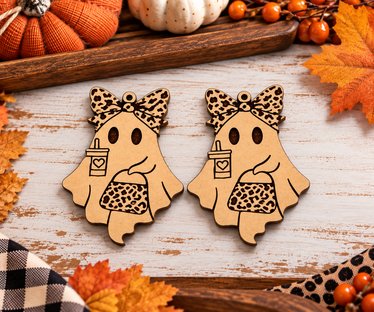 Spooky Chic Ghost Earring DIY Kit | Leopard Print Ghost Earrings