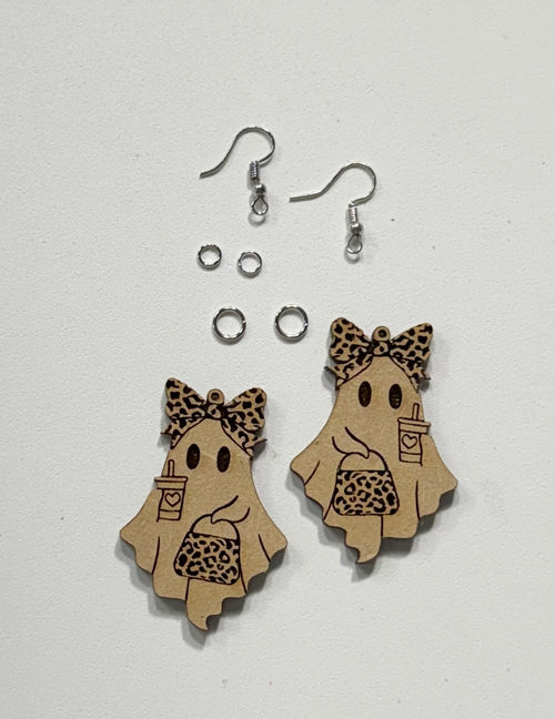 Spooky Chic Ghost Earring DIY Kit | Leopard Print Ghost Earrings