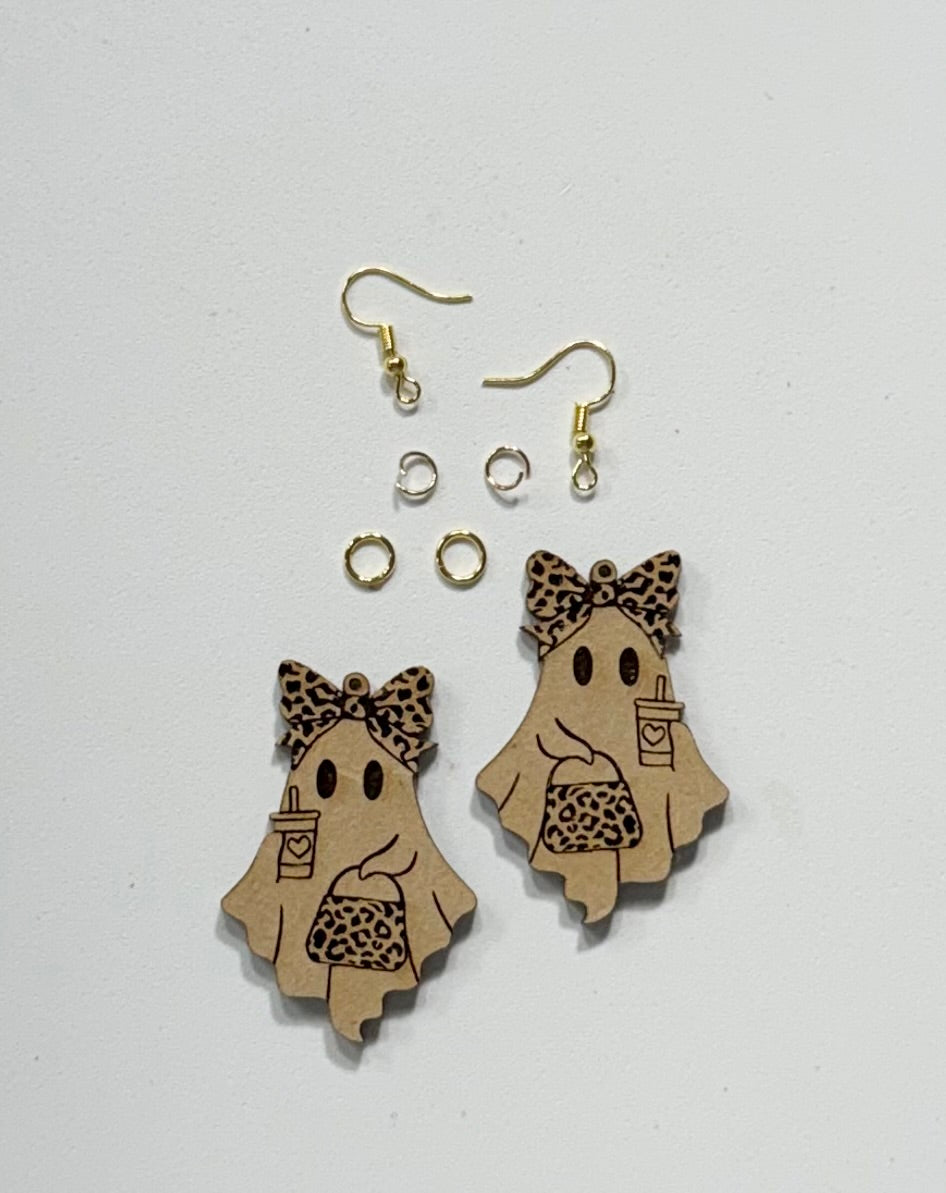 Spooky Chic Ghost Earring DIY Kit | Leopard Print Ghost Earrings
