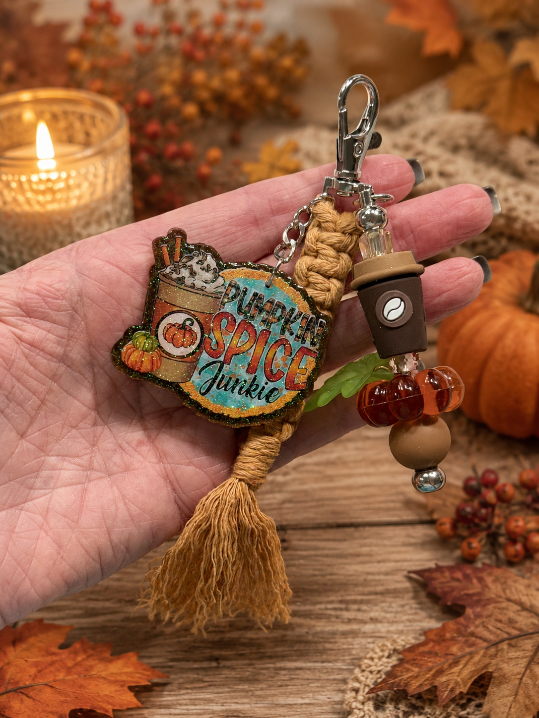 🎃☕ Pumpkin Spice Junkie Keychain