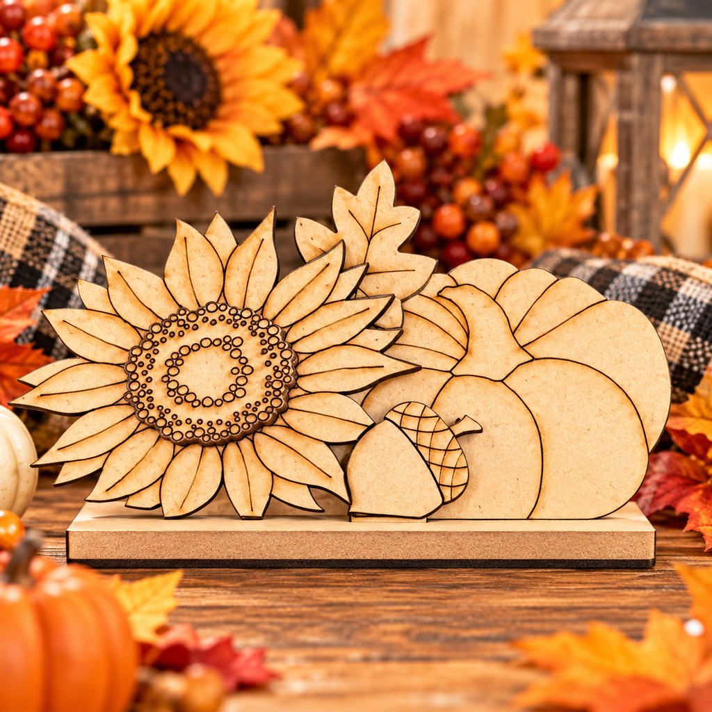 🌻 Little Sunflower & Pumpkin Shelf Sitter Wood Blank